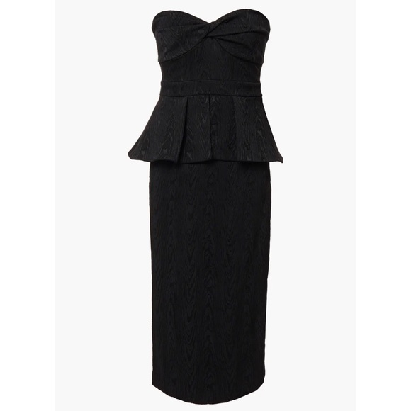 NWT Veronica Beard Allyson Black Strapless Jacquard Peplum Midi Dress Size 2 - Picture 4 of 13